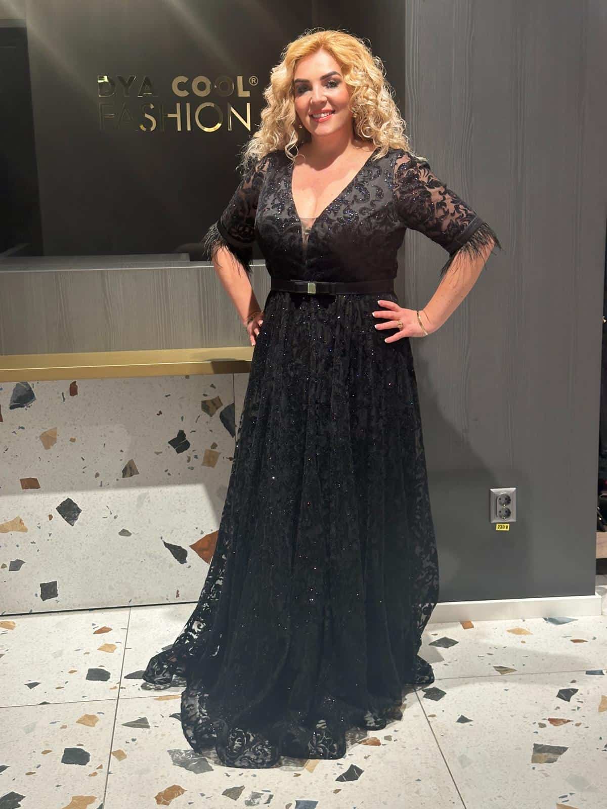 Rochie Lunga Neagru DYA631 - imagine 3