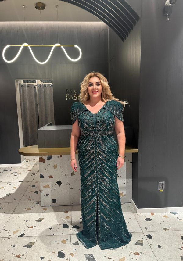 Rochie Verde cu Argintiu DYA628 - imagine 4