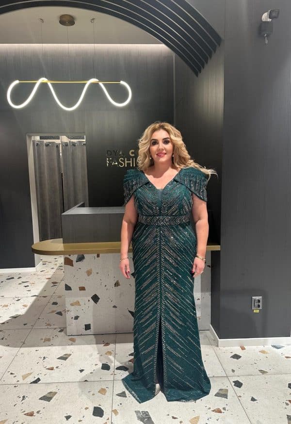Rochie Verde cu Argintiu DYA628 - imagine 3