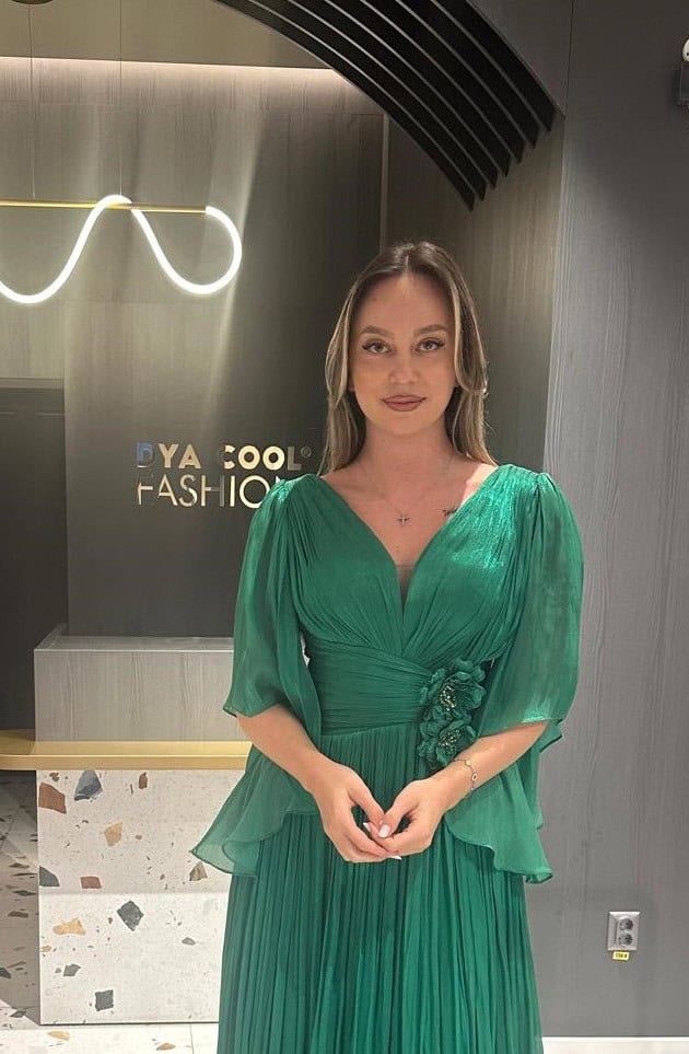 Rochie Lunga Verde Dreapta DYA637
