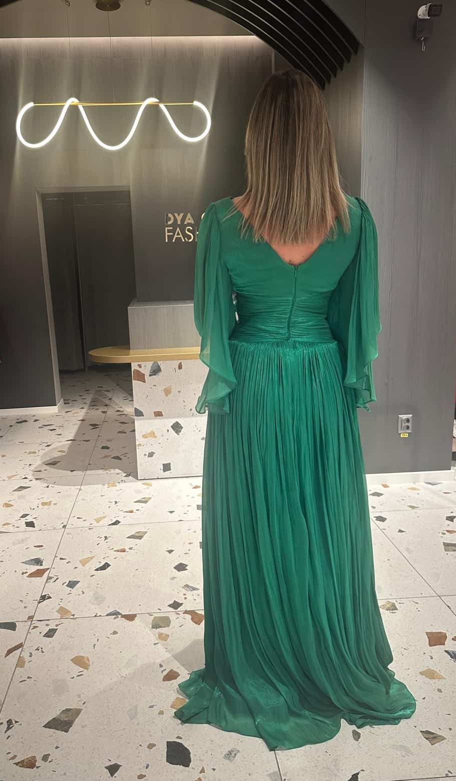 Rochie Lunga Verde Dreapta DYA637 - imagine 6
