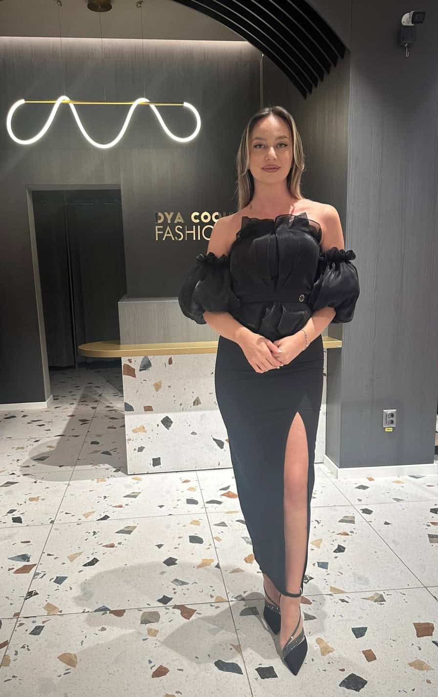 Rochie Neagra cu Mancea Bufanta Cazuta DYA639 - imagine 5