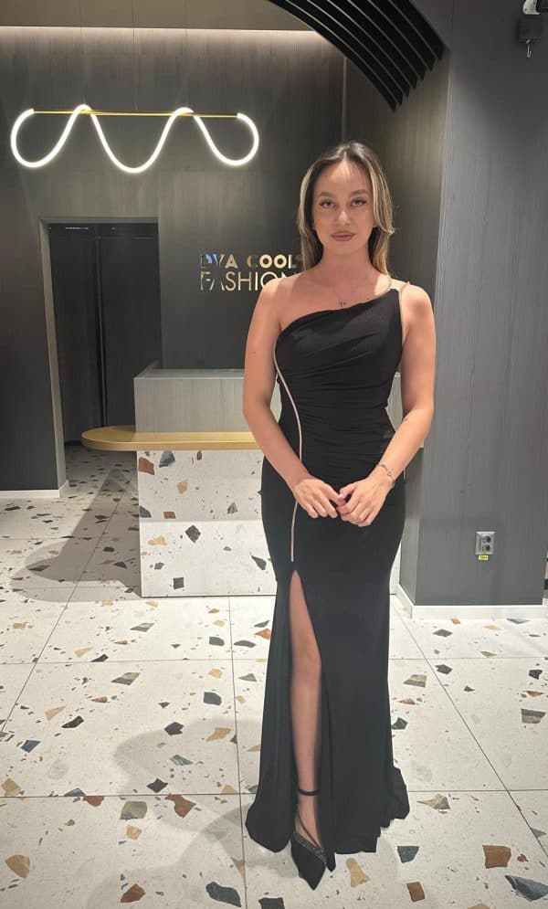 Rochie Lunga Negru DYA642 - imagine 5