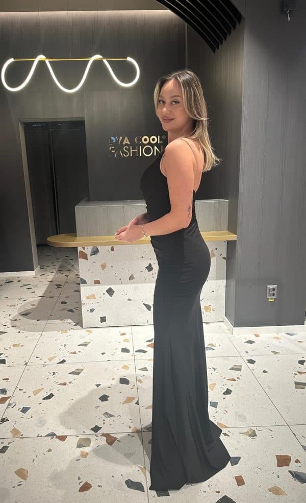 Rochie Lunga Negru DYA642 - imagine 4
