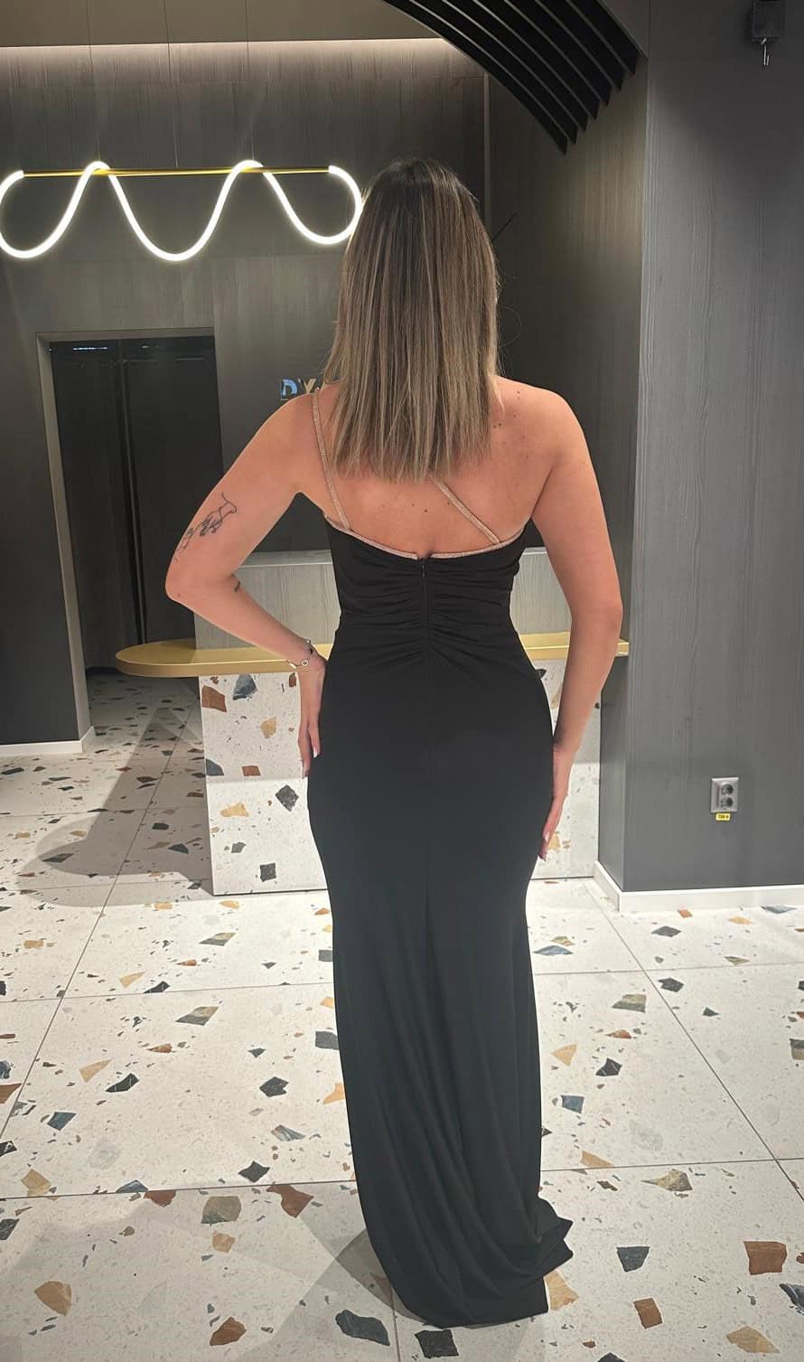 Rochie Lunga Negru DYA642 - imagine 6