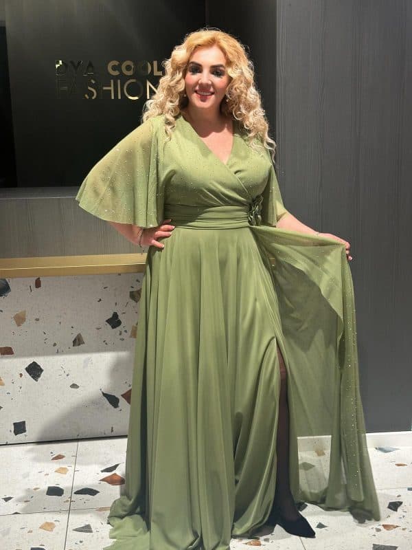 Rochie Lunga Verde Pearl DYA651 - imagine 5
