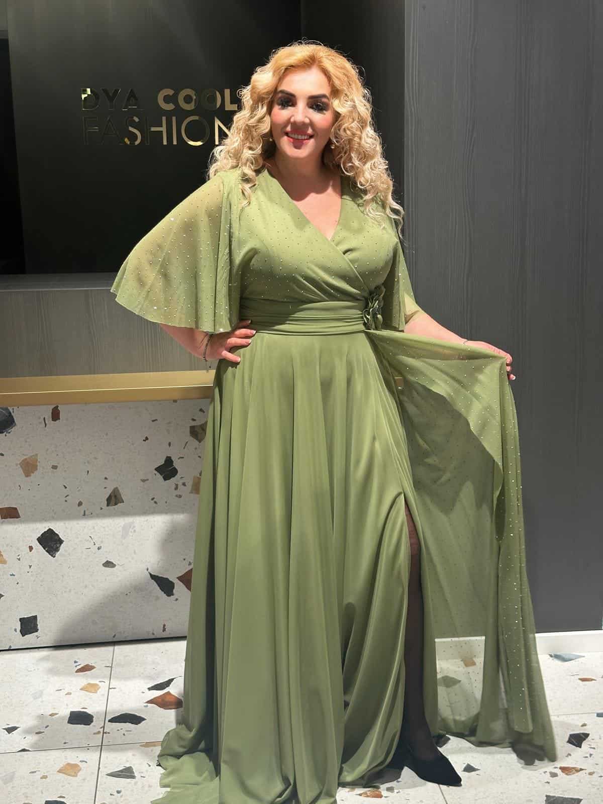 Rochie Lunga Verde Pearl DYA651 - imagine 5