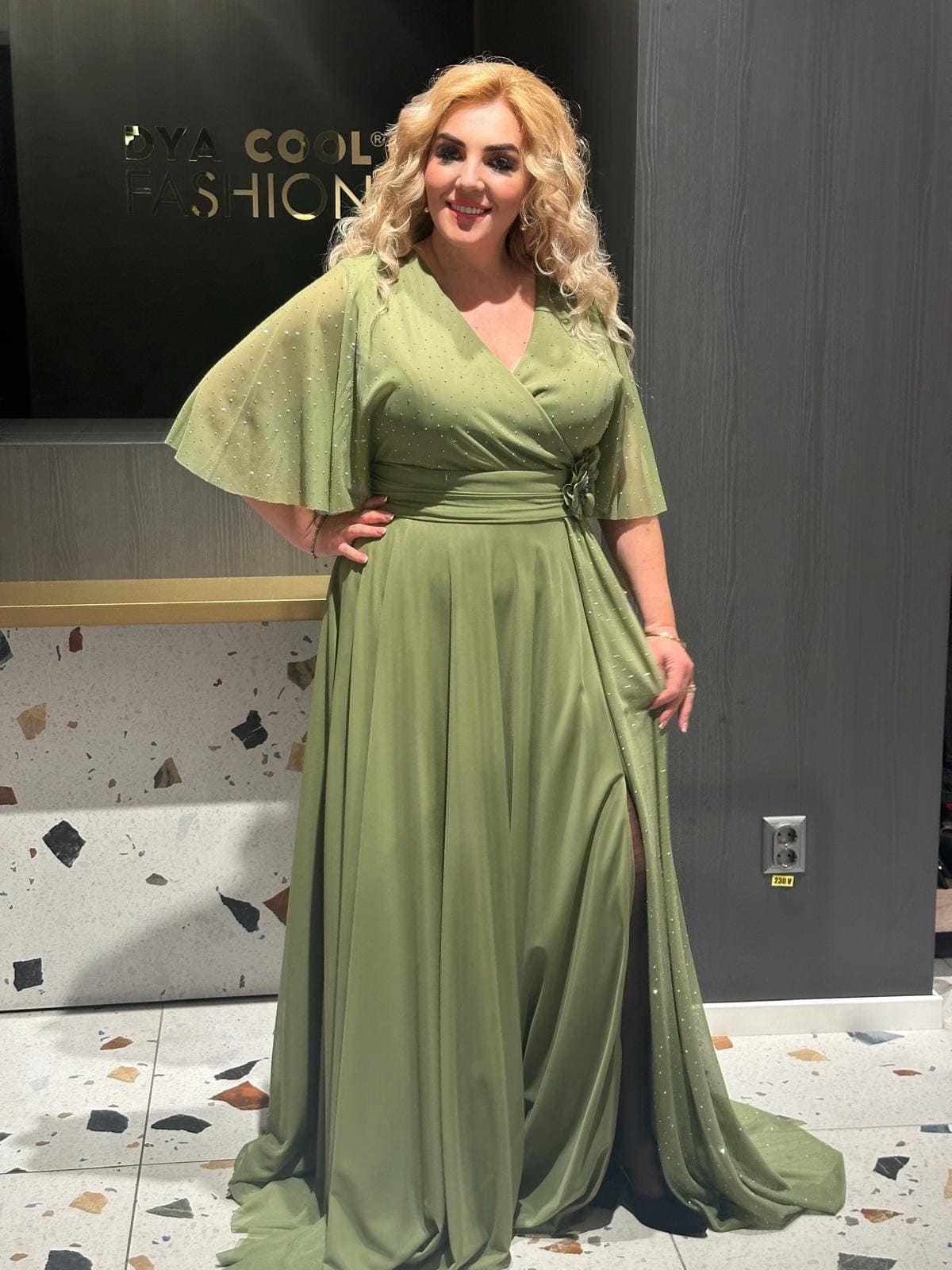 Rochie Lunga Verde Pearl DYA651 - imagine 4