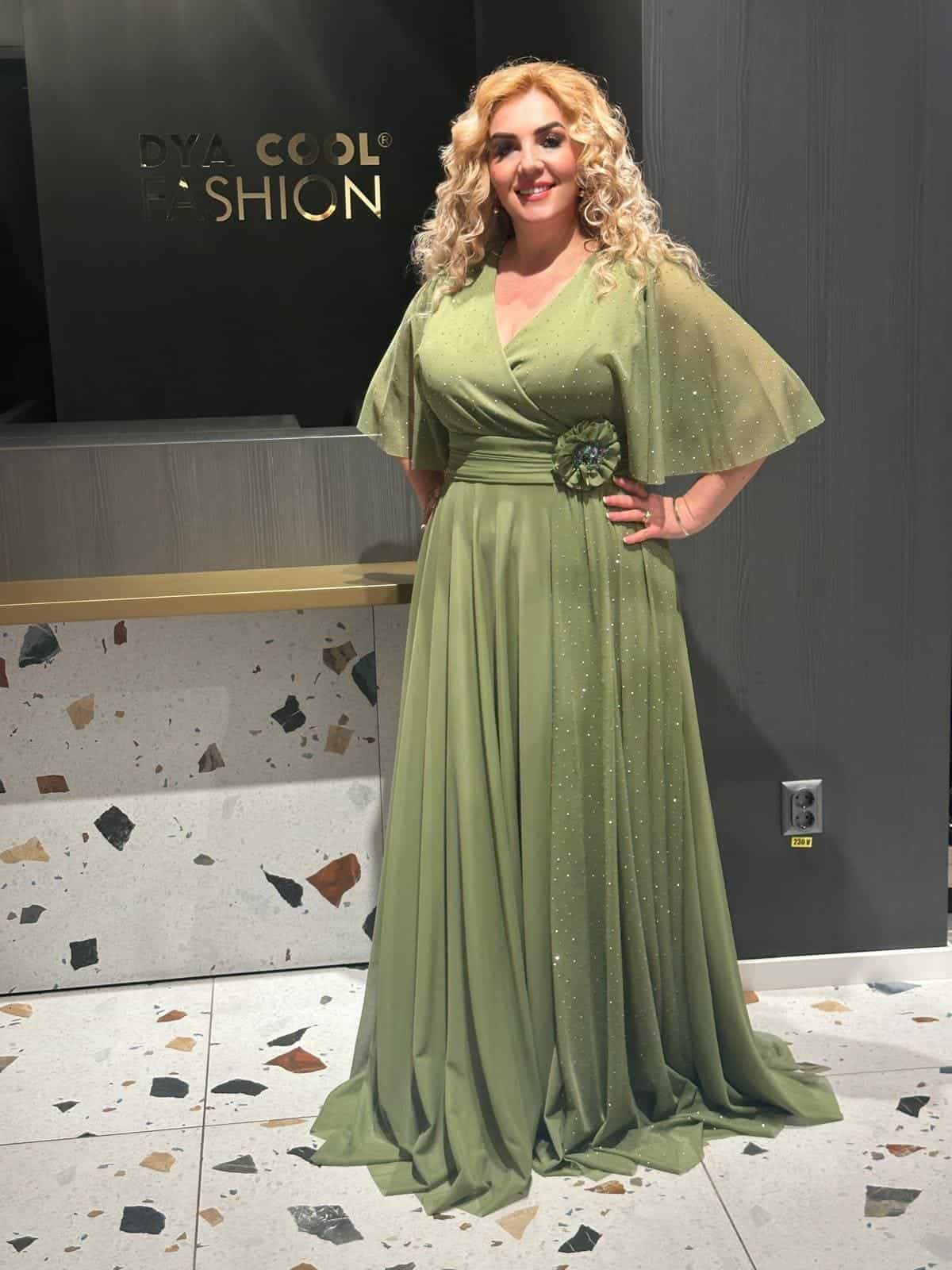 Rochie Lunga Verde Pearl DYA651 - imagine 3