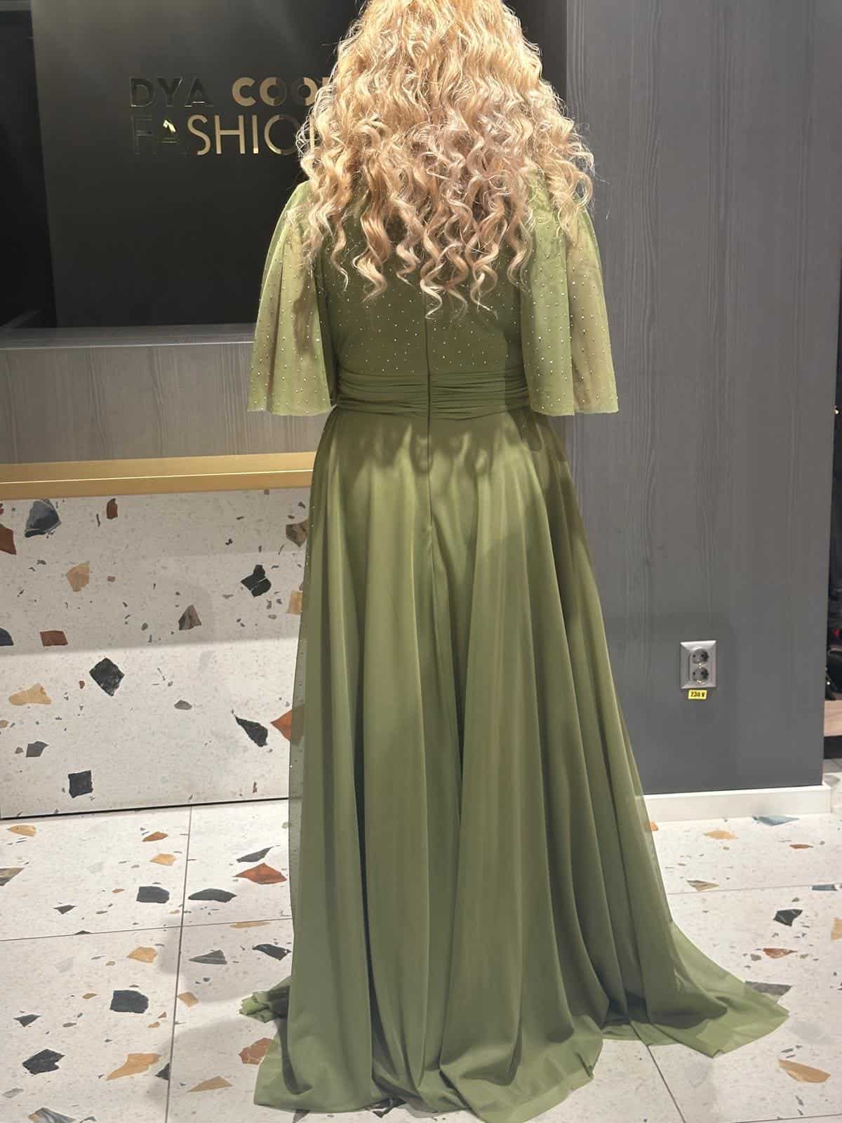 Rochie Lunga Verde Pearl DYA651 - imagine 6