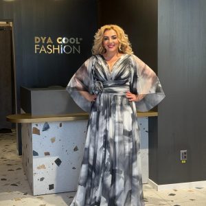 Rochie Lunga Larga Bicolor Negru-Gri DYA663