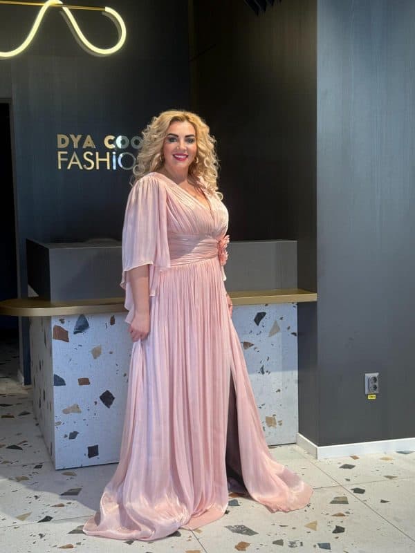Rochie Lunga Roz DYA664 - imagine 3