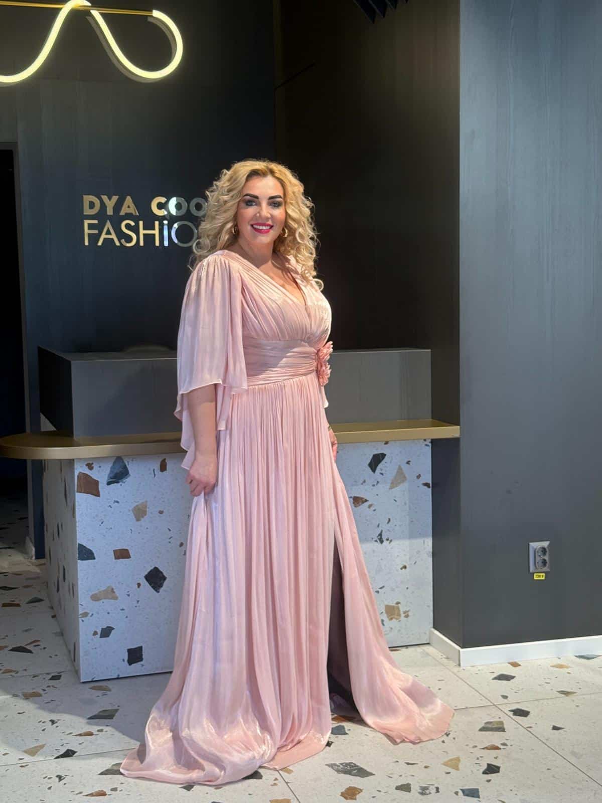 Rochie Lunga Roz DYA664 - imagine 3