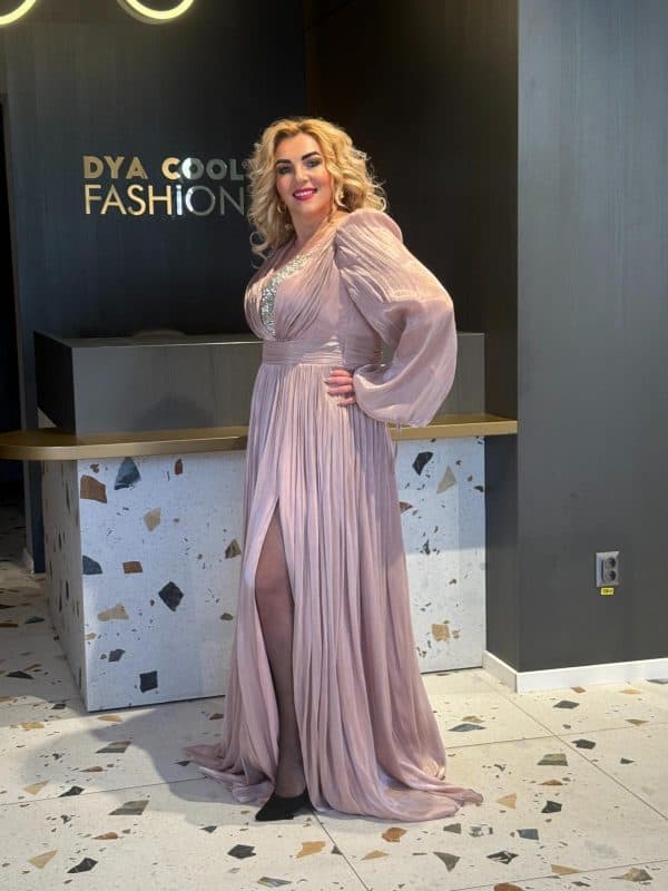 Rochie Lunga Roz DYA664 - imagine 4