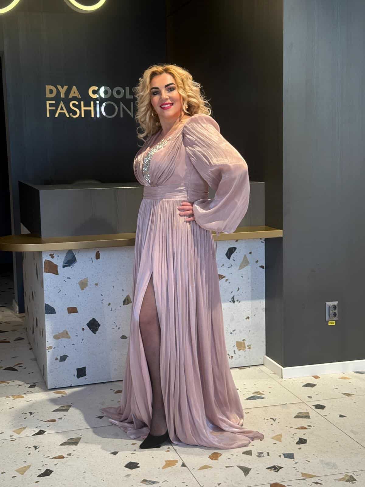 Rochie Lunga Roz DYA664 - imagine 4