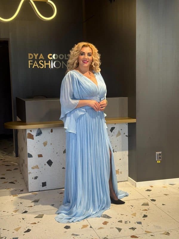 Rochie Lunga Larga Albastru-Baby Blue DYA668 - imagine 4