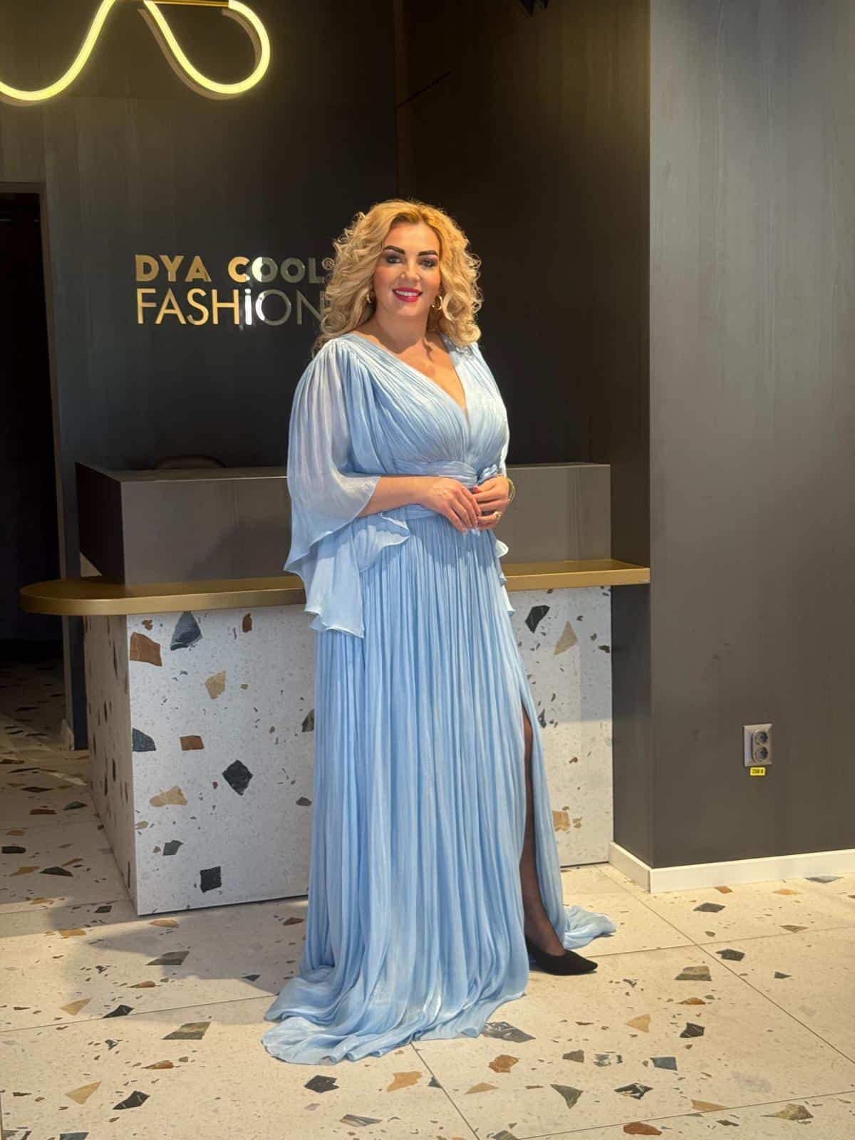 Rochie Lunga Larga Albastru-Baby Blue DYA668 - imagine 4