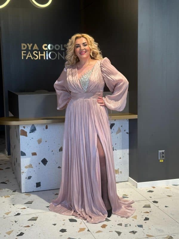 Rochie Lunga Roz DYA664 - imagine 6
