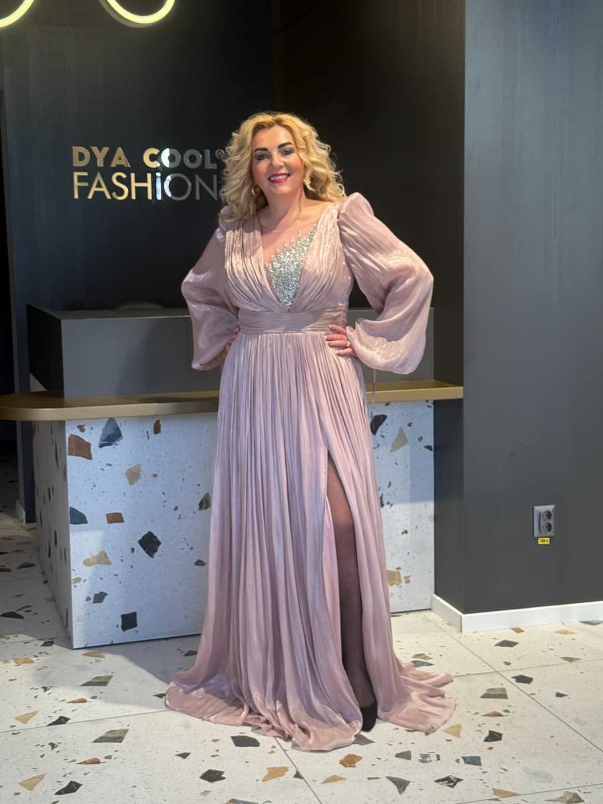 Rochie Lunga Roz DYA664 - imagine 6