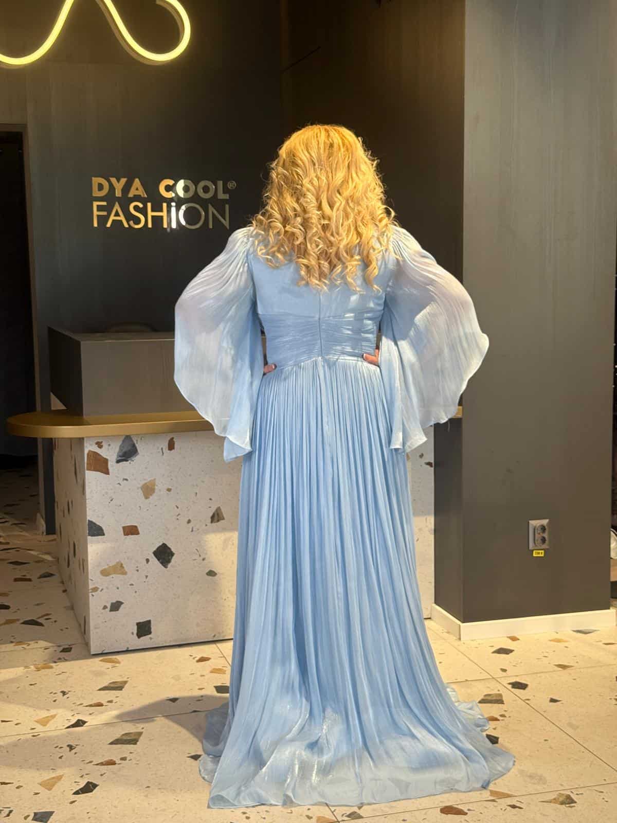 Rochie Lunga Larga Albastru-Baby Blue DYA668 - imagine 5