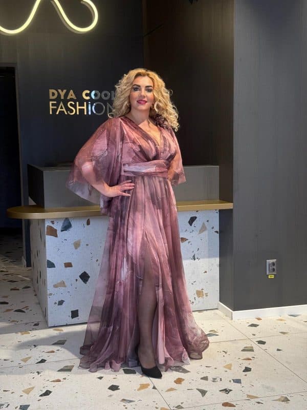Rochie lunga Larga Degrade Roz-Visiniu DYA669 - imagine 4