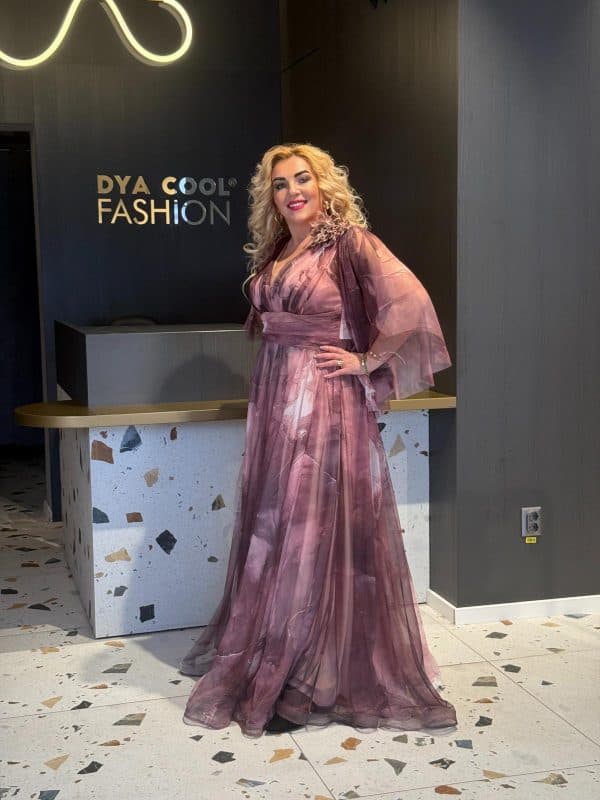 Rochie lunga Larga Degrade Roz-Visiniu DYA669 - imagine 2