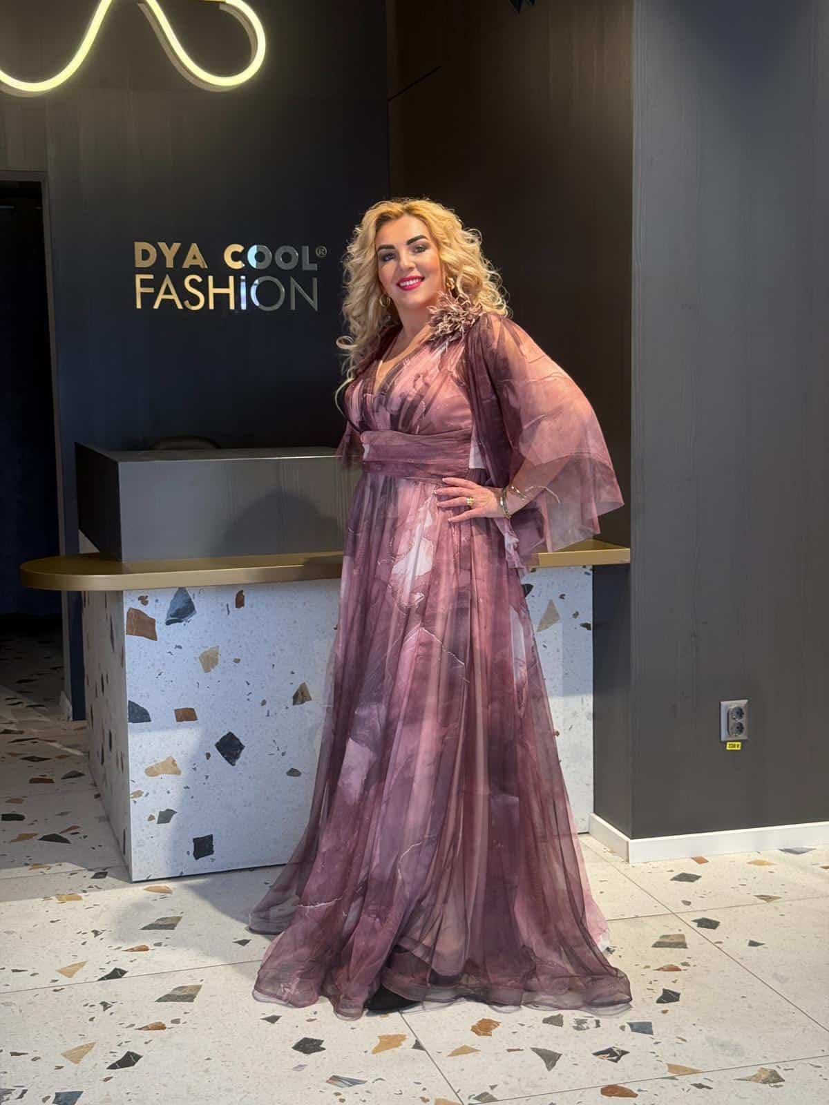 Rochie lunga Larga Degrade Roz-Visiniu DYA669 - imagine 2