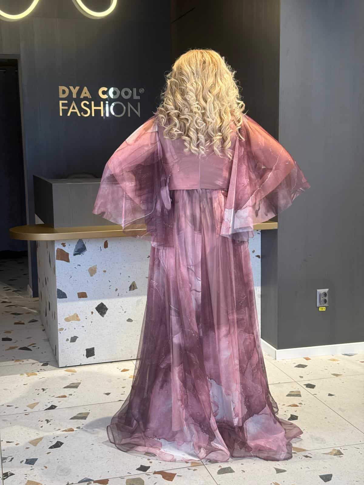 Rochie lunga Larga Degrade Roz-Visiniu DYA669 - imagine 5