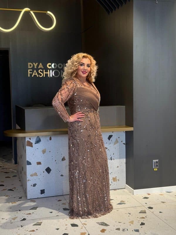 Rochie Lunga Lux Mocca DYA671 - imagine 4