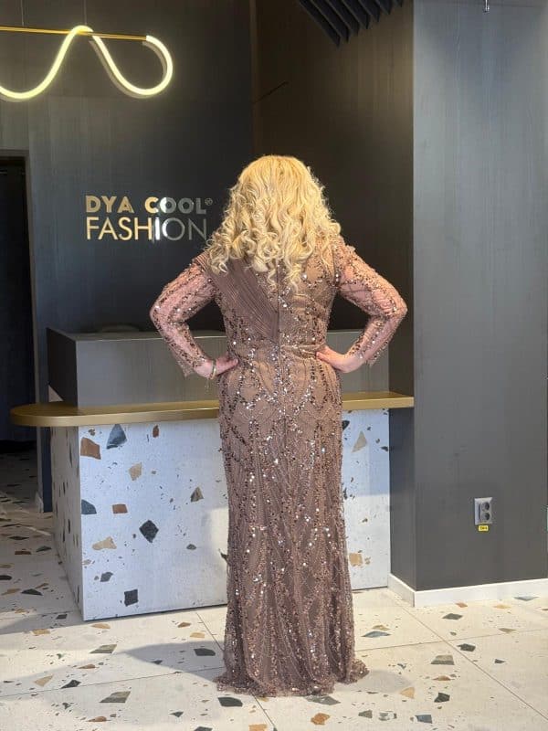Rochie Lunga Lux Mocca DYA671 - imagine 5