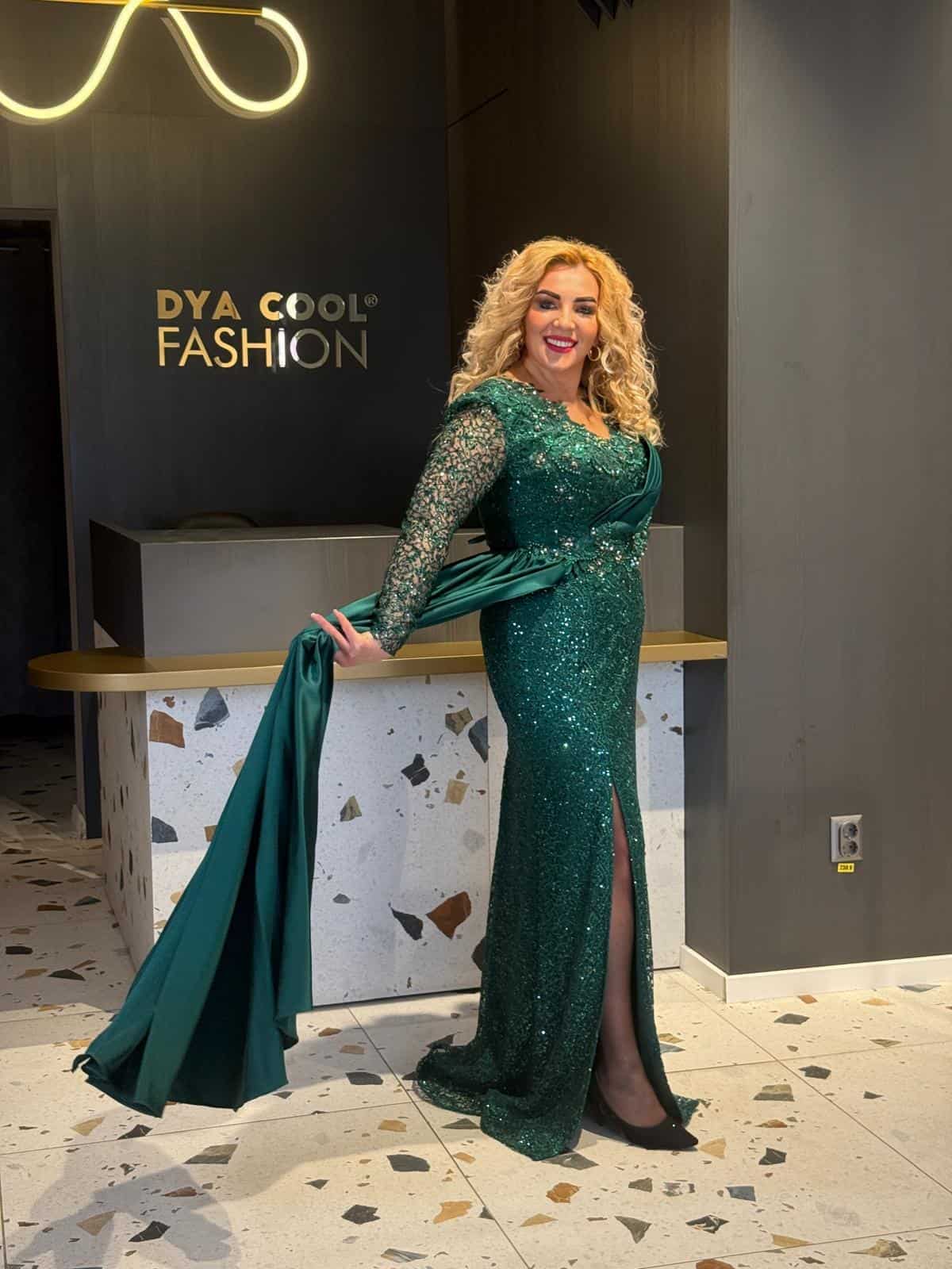Rochie Lux Lunga Verde DYA673 - imagine 3