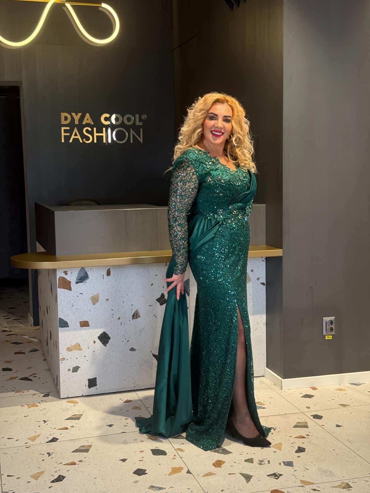 Rochie Lux Lunga Verde DYA673 - imagine 4