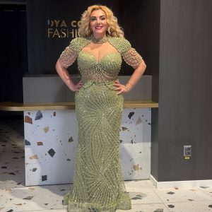 Rochie Lux Verde Fistic cu Margele DYA675