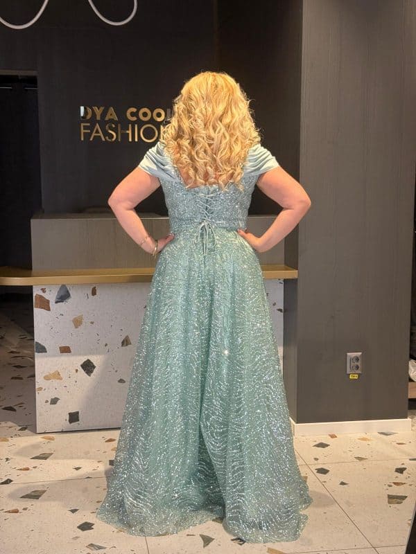 Rochie Lux Lunga Verde-Menta DYA674 - imagine 4