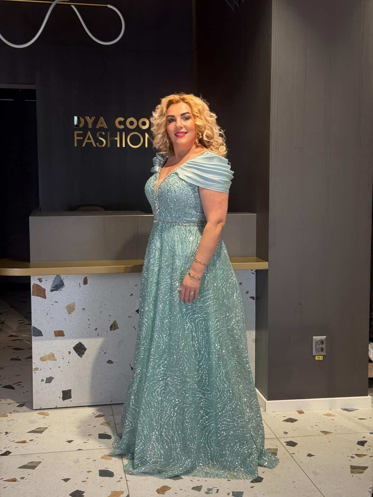 Rochie Lux Lunga Verde-Menta DYA674 - imagine 5