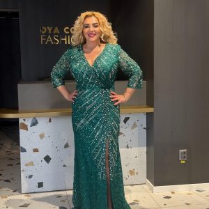 Rochie Lunga Verde cu Pieticele DYA679