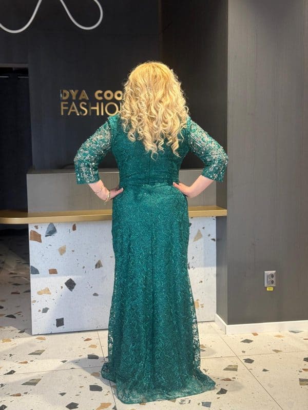 Rochie Lunga Verde cu Pieticele DYA679 - imagine 5