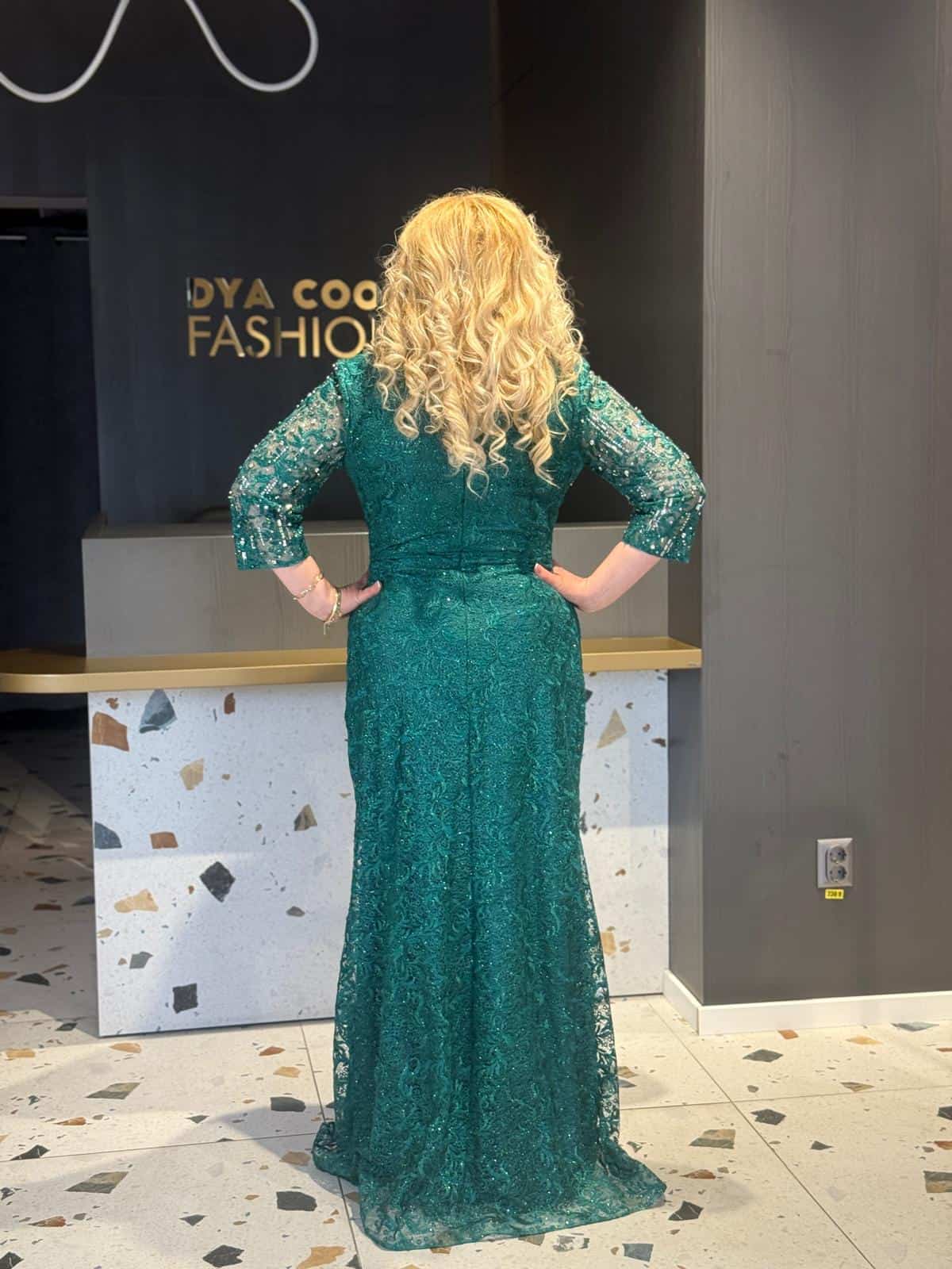 Rochie Lunga Verde cu Pieticele DYA679 - imagine 5