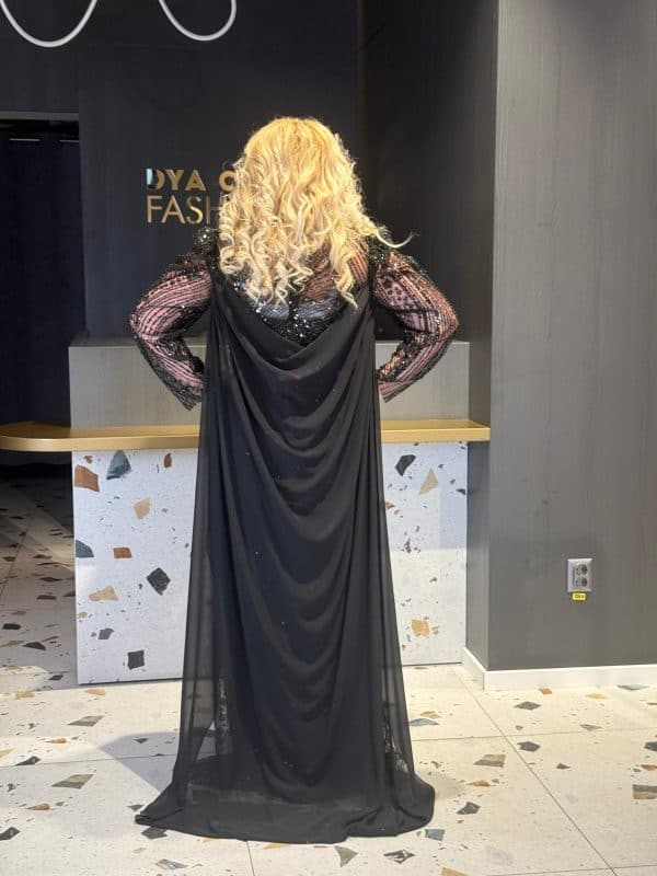 Rochie Lunga Lux Neagra cu Mancea Lunga DYA682 - imagine 5