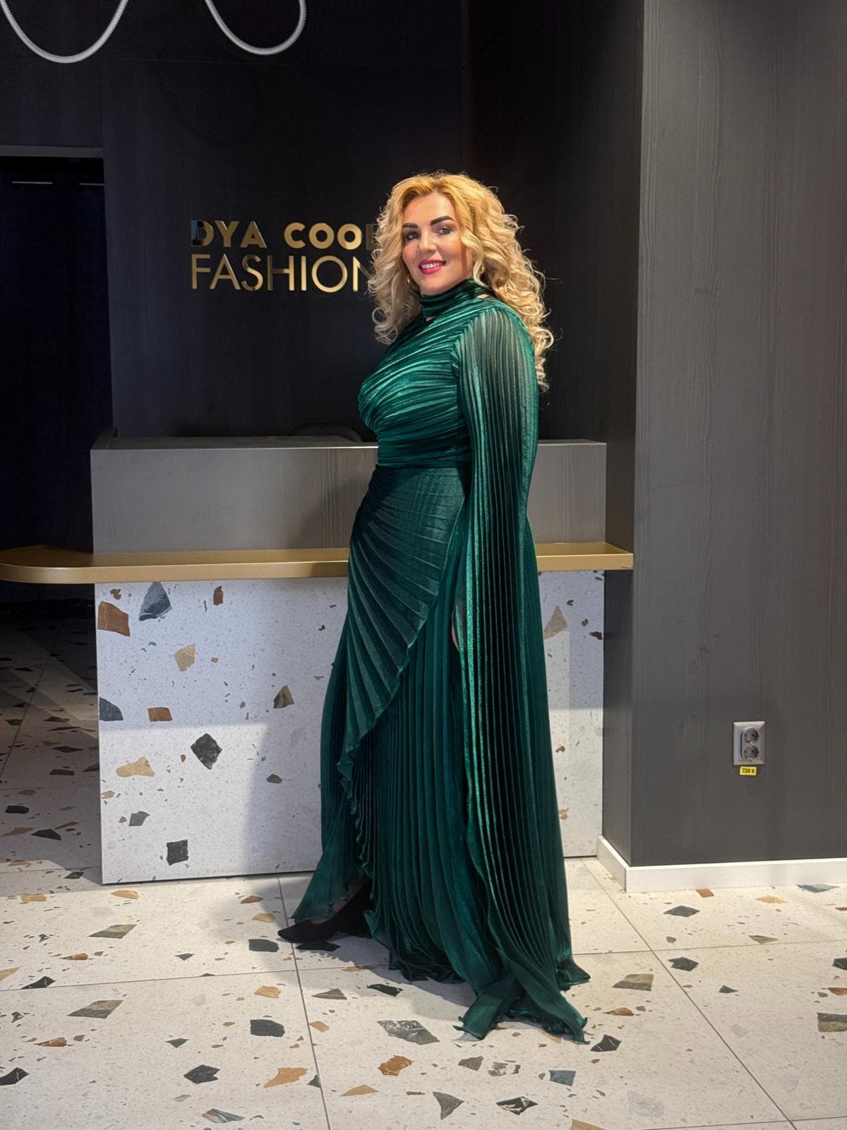 Rochie Lux  Lunga Verde cu Maneca Detasabila DYA681 - imagine 6