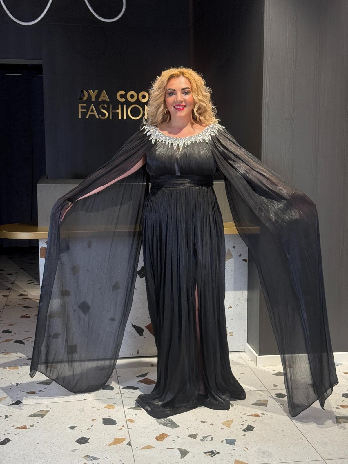 Rochie Lunga Negru DYA685 - imagine 3