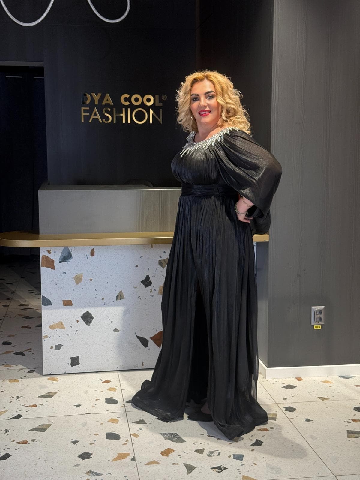 Rochie Lunga Negru DYA685 - imagine 5