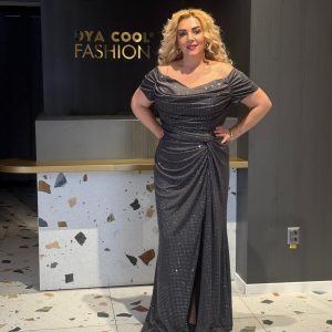 Rochie Lunga Gri cu Pietricele DYA686