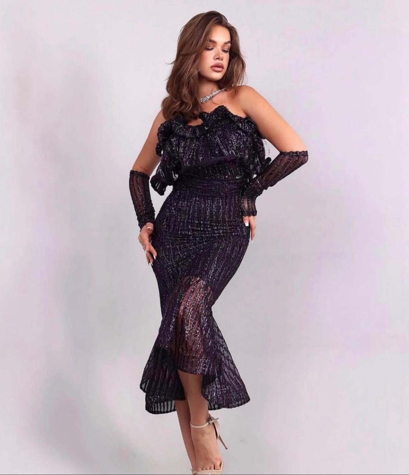 Rochie Midi Neagru Glow DYA688 - imagine 4