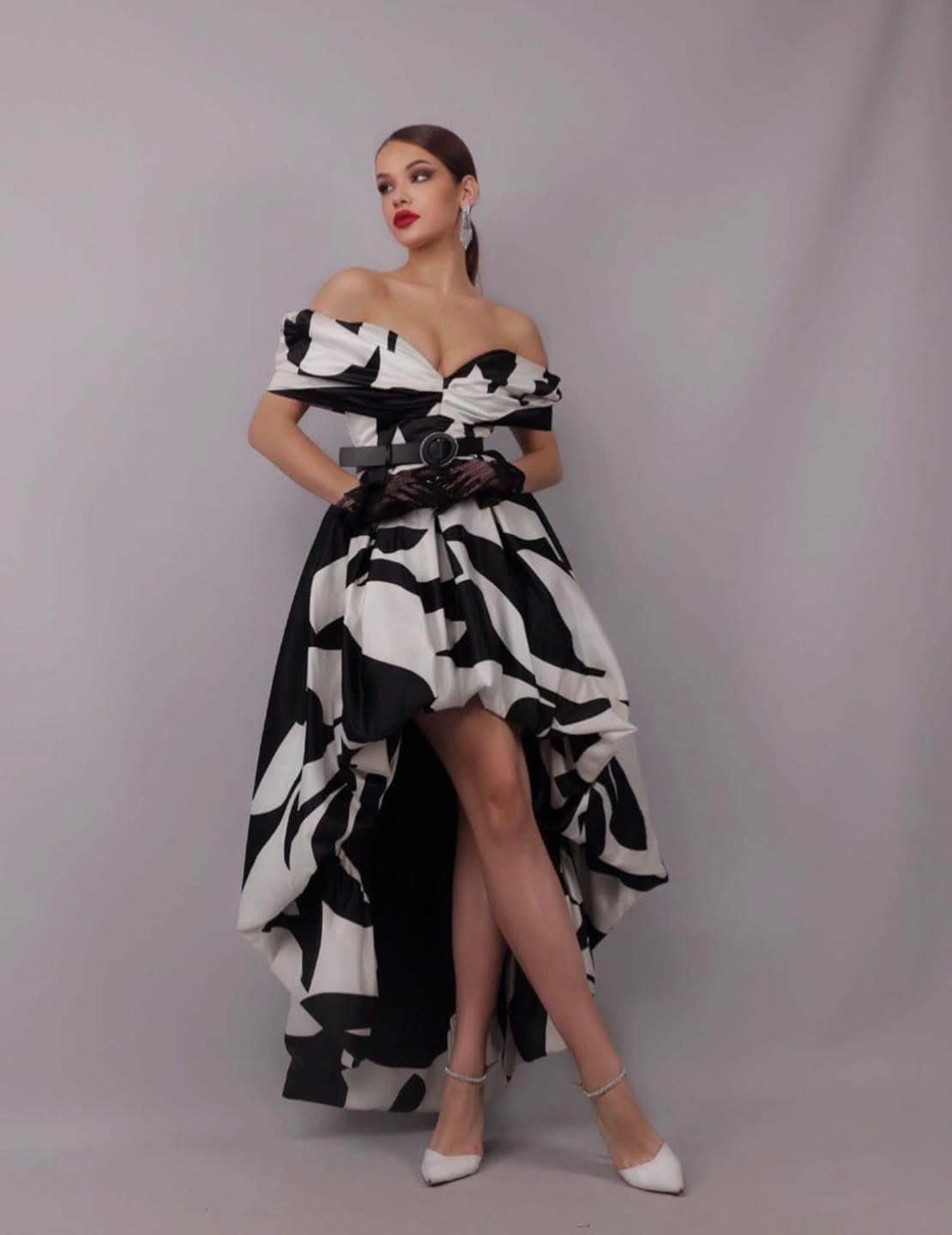 Rochie Alb-Negru DYA687 - imagine 3