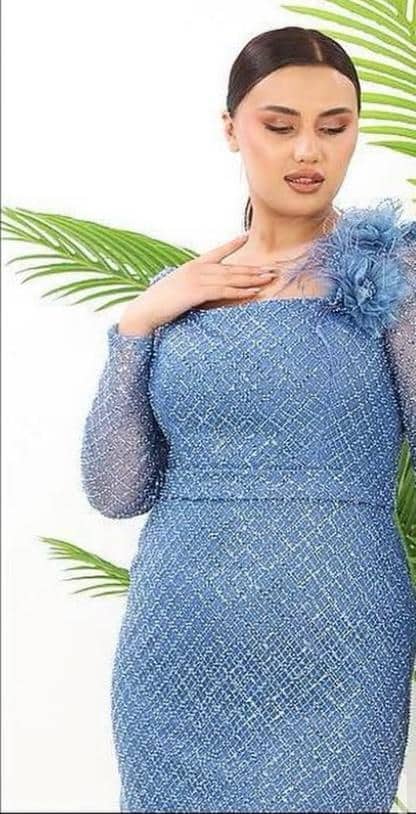 Rochie Midi Abastru Baby-Blue DYA693 - imagine 2