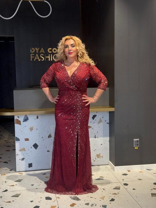 Rochie LungaVisiniu cu Pietricele DYA694 - imagine 3