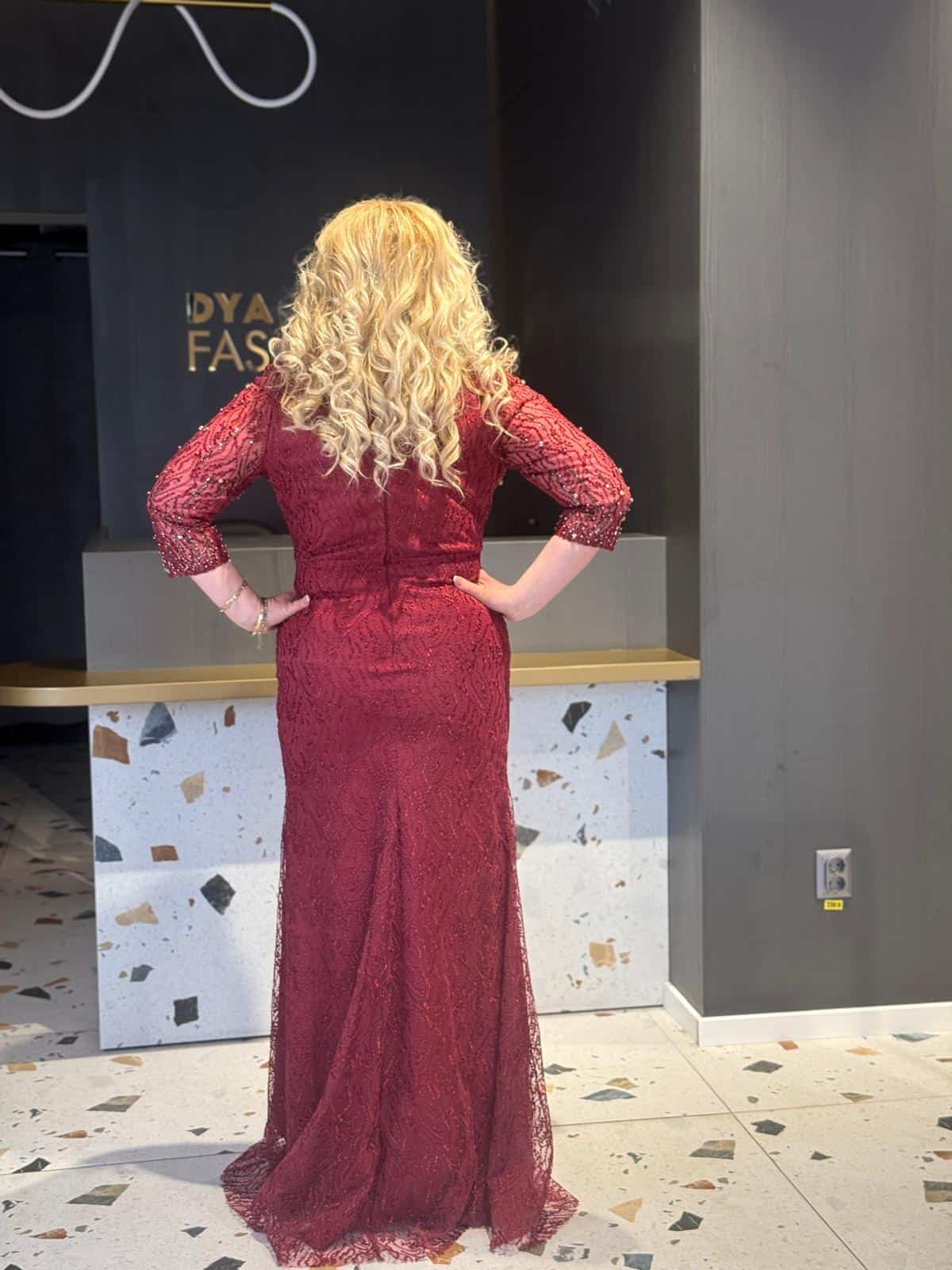 Rochie LungaVisiniu cu Pietricele DYA694 - imagine 6
