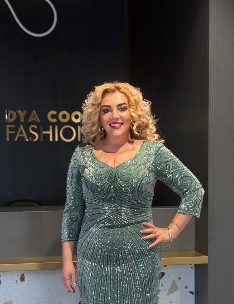 Rochie Lunga Verde-Argintiu DYA698