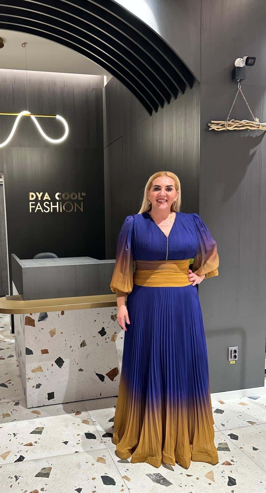 Rochie Lunga Bicolor Albastru-Maro DYA743